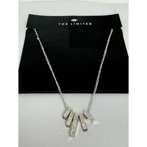 NEW The Limited Silver Rhinestone Bar Pendant Necklace